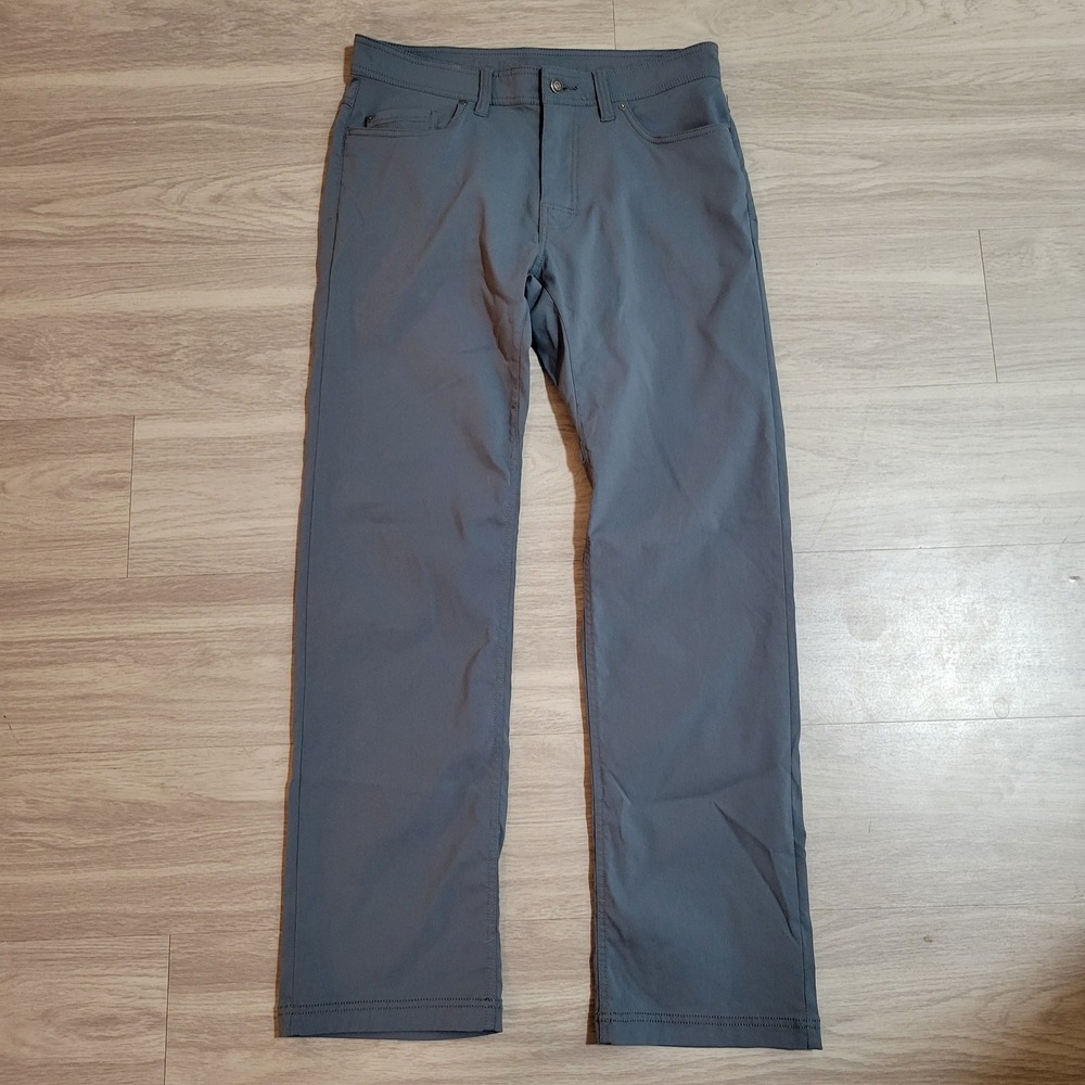 Prana Zion Slim Fit Hiking Pants Mens 33 Gray Nylon Stretch Outdoor Trousers
